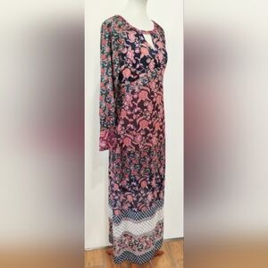 RETRO FLORAL CHIFFON MAXI DRESS  NWOT